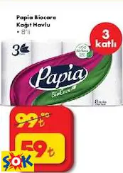 PAPİA BİOCARE KAĞIT HAVLU • 8’Lİ PAPİA BİOCARE KAĞIT HAVLU • 8’Lİ